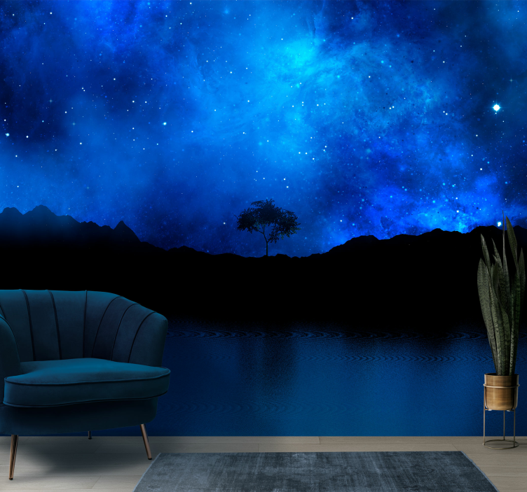 Starry Night Landscape Wall Mural - TenStickers