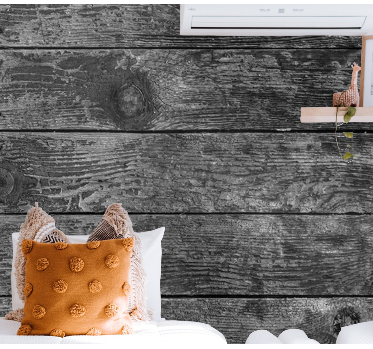 Stone wall mural rustic wooden planks - TenStickers