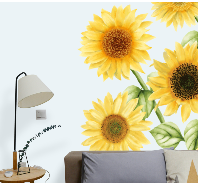 Sunflower Blossoms Display flower mural - TenStickers