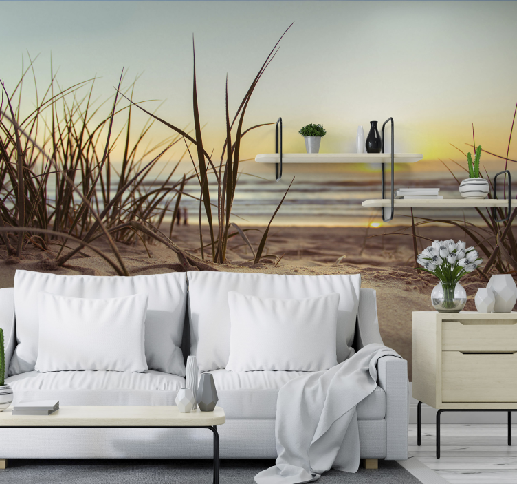 Sunset and beach sea wall mural - TenStickers