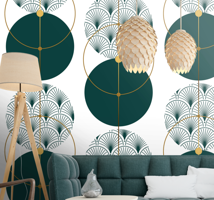 Texture wall mural geometric fan patterns - TenStickers