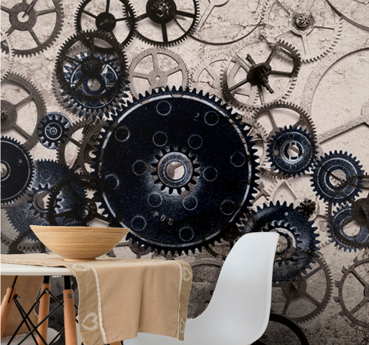Texture wall mural mechanical gear designs - TenStickers