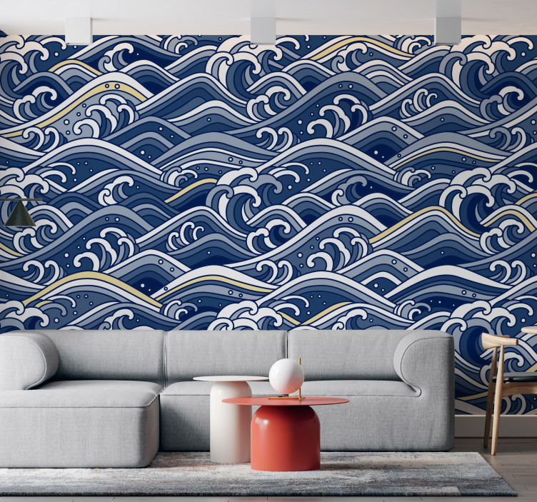 Traditional wave Classic Art Wall Mural - TenStickers