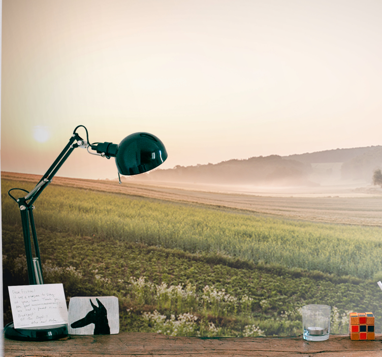 Tranquil green meadows landscape mural wallpaper - TenStickers