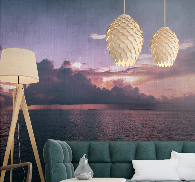 Tranquil ocean dusk landscape mural wallpaper - TenStickers