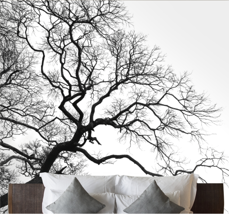 Tree mural leafless branches silhouette - TenStickers