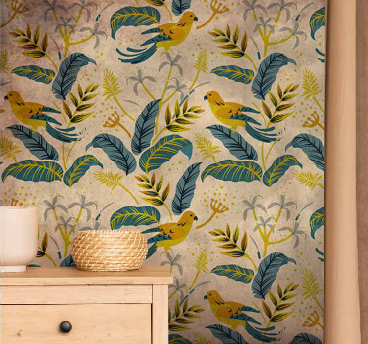 Tropical Bird Pattern animal wall mural - TenStickers