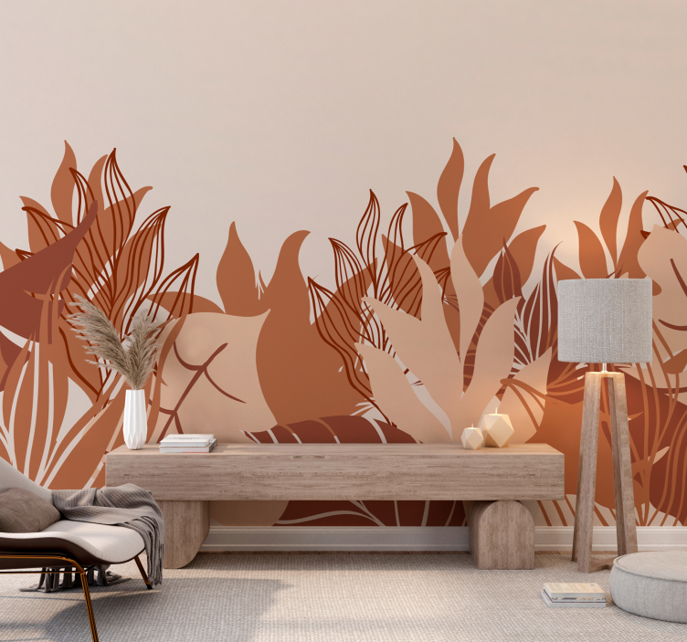 Tropical landscape terracotta wall mural - TenStickers