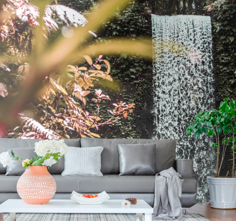 Tropical serene atmosphere waterfall mural - TenStickers