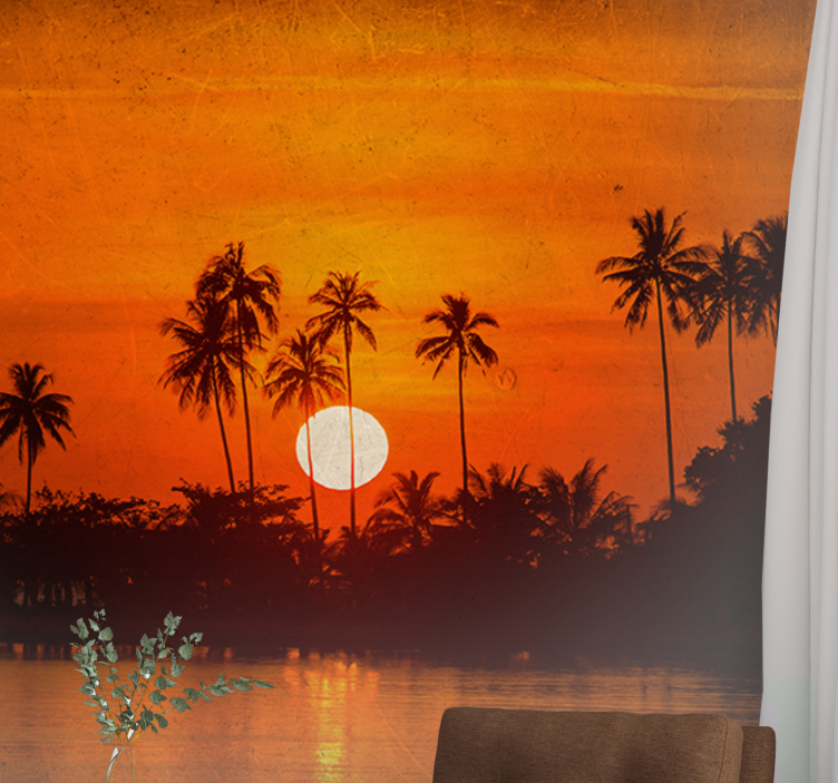 Tropical sunset scene landscape mural wallpaper - TenStickers