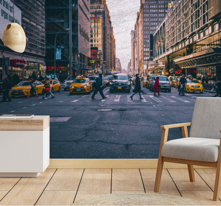 Urban landscape with people wall mural - TenStickers