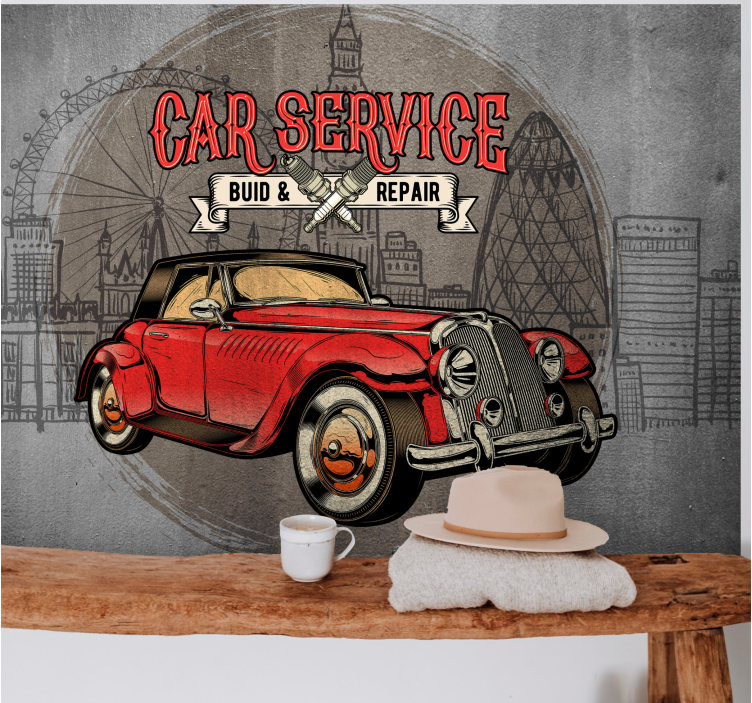 Vehicle mural classic car service - TenStickers