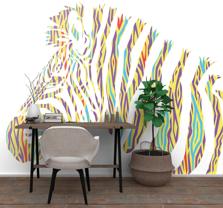 Vibrant Zebra Stripes animal wall mural - TenStickers