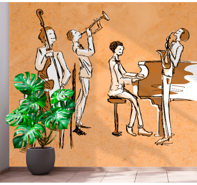 Vintage jazz play music notes wall mural - TenStickers