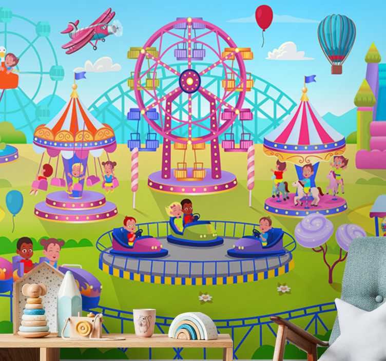 Vintage wall mural amusement park joy - TenStickers