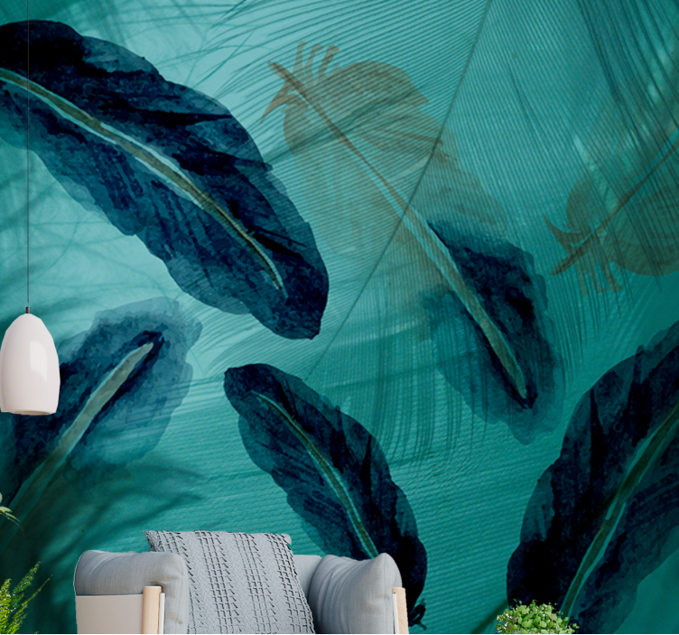 Wall mural of elegant leaf designs - TenStickers