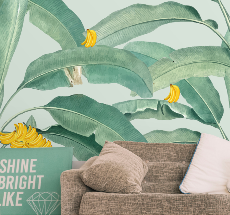 Wall mural tropical banana foliage design - TenStickers