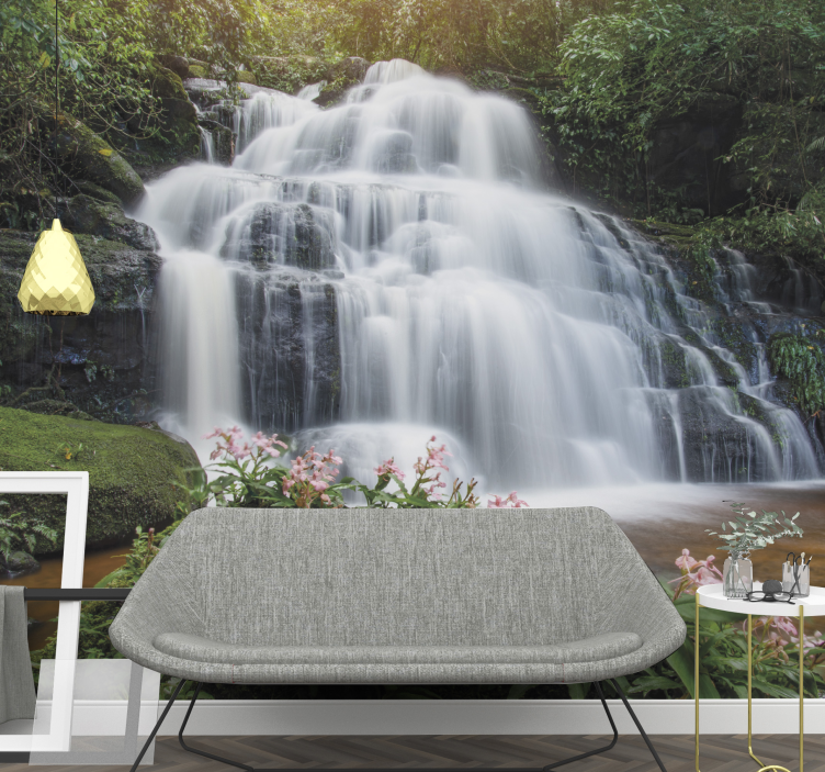 Waterfall and mountain Waterfall Wall Mural - TenStickers