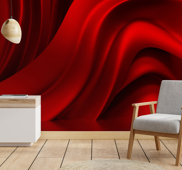 Wavy red shapes 3D Wall Mural - TenStickers