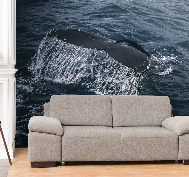 Animal wall mural whale tail splash - TenStickers