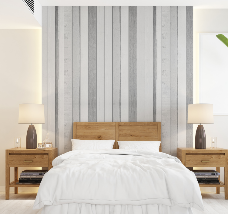 White aged slats wood wall mural - TenStickers