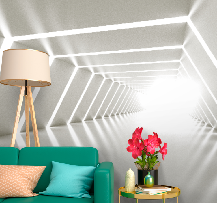 White geometrical cave 3D Wall Mural - TenStickers