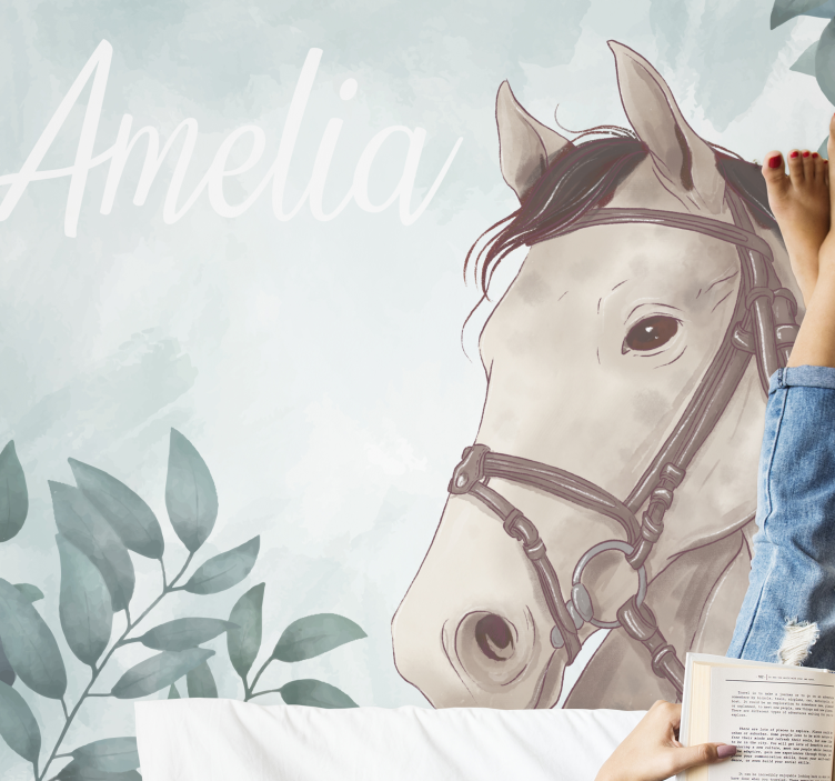 White horse wall mural wallpaper - TenStickers