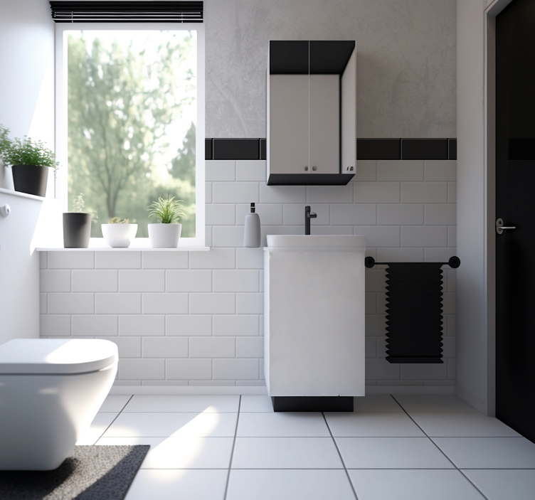 White tiles wallpaper mural - TenStickers