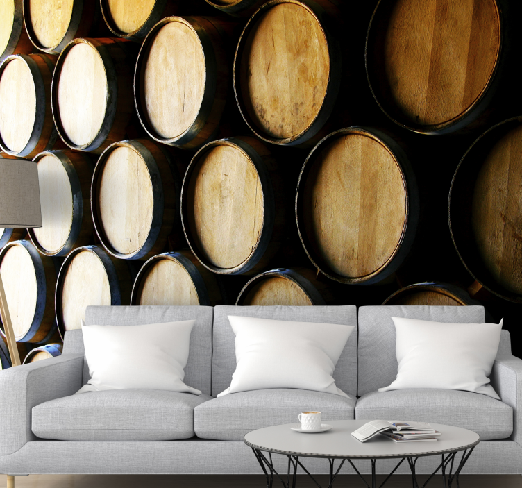 Wine barrel close-up vintage wall mural - TenStickers