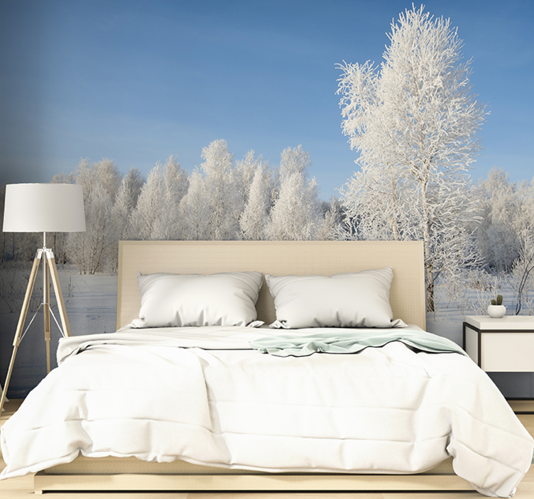 Winter trees coveredin snow Forest Wall Mural - TenStickers