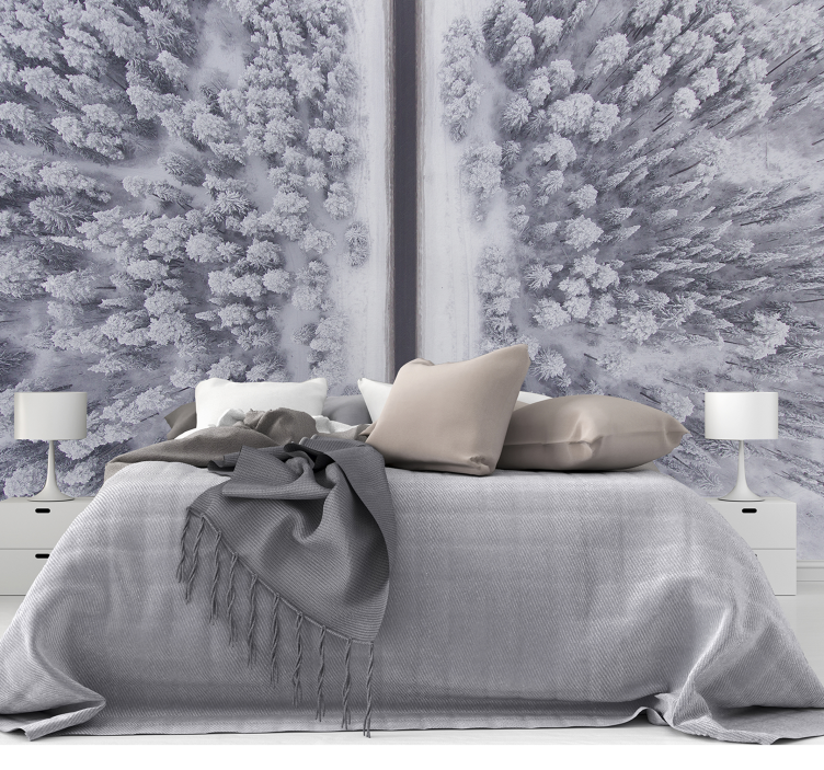 Wintry Woodland Trail landscape mural wallpaper - TenStickers