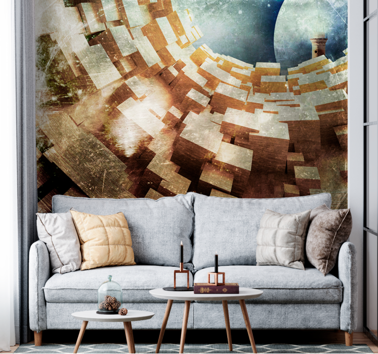 Wooden Tunnel Illusion Wood Wall Mural - TenStickers