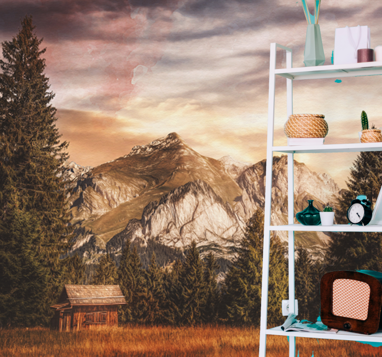 Woods and mountain nature wall mural - TenStickers