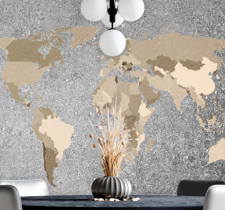 World map wall mural map of continents - TenStickers
