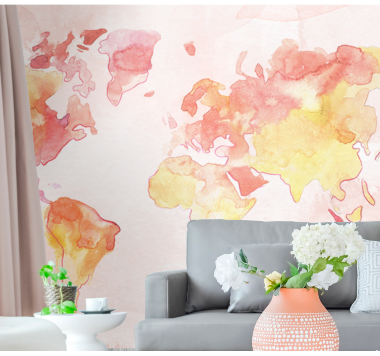 World map wall mural watercolor world map - TenStickers