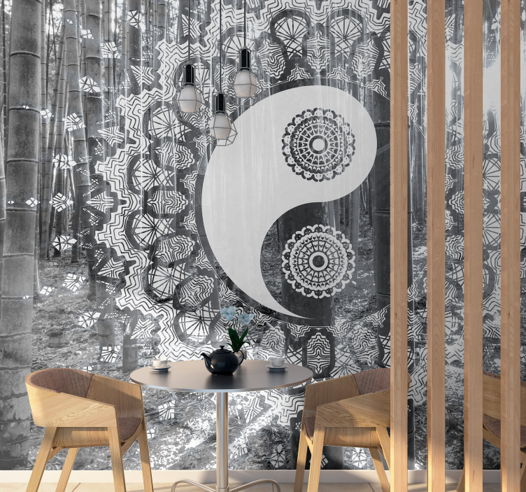 Ying Yang Paisley zen photo wallpaper - TenStickers