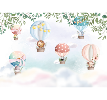 Air balloon animals nursery mural - TenStickers