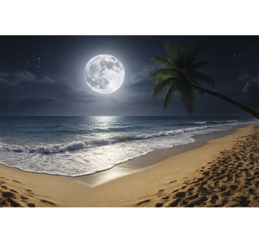 Sea mural full moon ocean scene - TenStickers