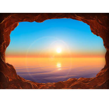 View to the sea through a cave 3D Mural Wallpaper - TenStickers