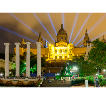 Palace Montjuic at night Lounge Photo Wallpaper - TenStickers