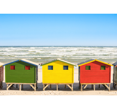 Beach huts landscape wall mural - TenStickers
