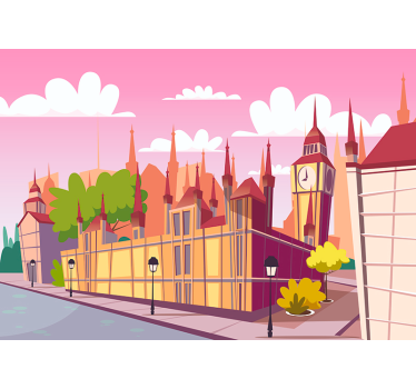 Kid's pink London City wall mural - TenStickers