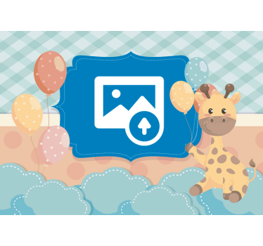 Newborn baby with giraffe Nursery Wall Mural - TenStickers