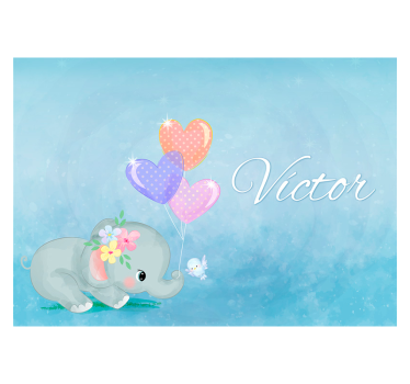 Baby elephant personalised  Nursery Wall Mural - TenStickers