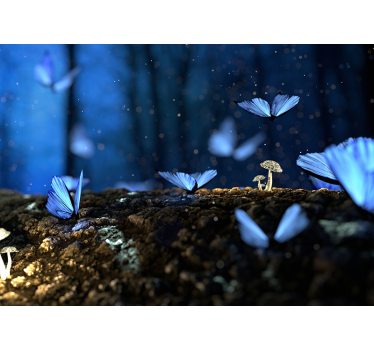 Blue Butterfly Animal Mural Wallpaper - TenStickers