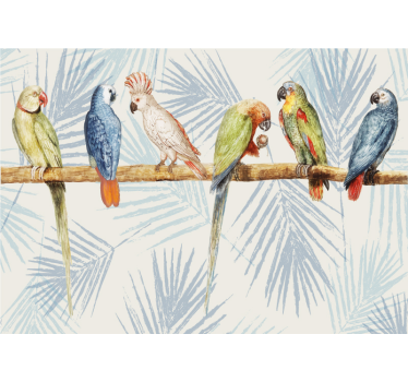 Pastel colored parrots mural wallpaper - TenStickers