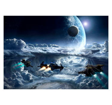Space ships in action space mural wallpaper - TenStickers