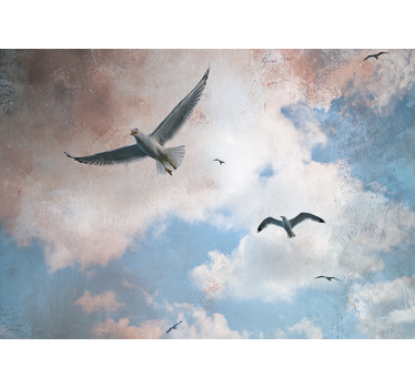 Sky open with birds flying  living room mural - TenStickers