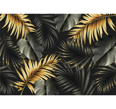 Golden plants 3d effect photo wall mural - TenStickers