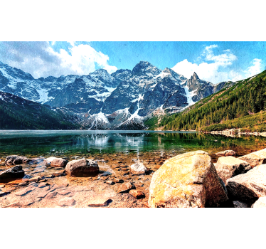 Polish Tatra lake and snow mountain mural - TenStickers